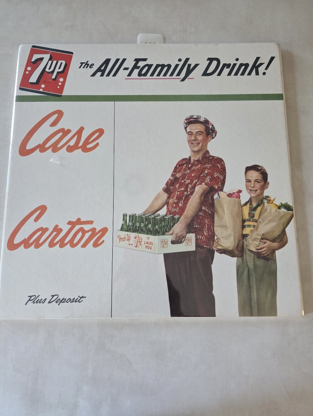 Vintage Case Carton Wall Sign - White and Green